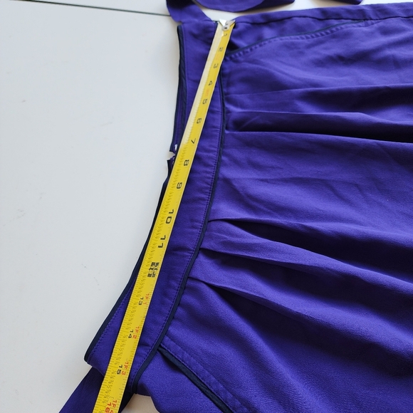Banana Republic Womens Mini Pleated Skirt Purple Pockets Lined Tie Strap Sz 6 - Picture 5 of 10